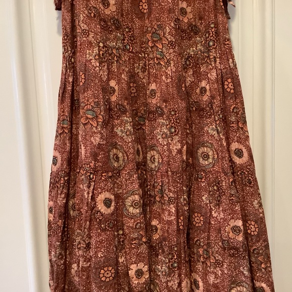 Ulla Johnson Dress Size 2 Burnt Orange Floral Print Short Flutter Sleeves - Picture 3 of 13